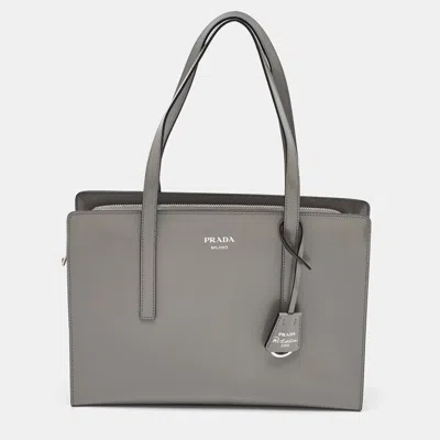 Pre-owned Prada Grey Smooth Leather Re-edition 1995 Tote