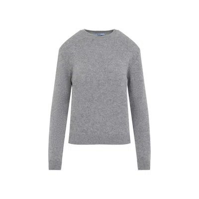 Prada Cashmere Sweater With Detachable Scarf-style Hood In Gray