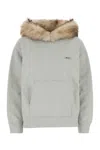 Prada Grey Solid Hood Sweatshirt In Gray