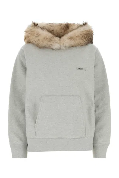 Prada Grey Solid Hood Sweatshirt In Gray