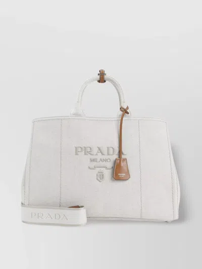 Prada Grey Stitching Tote Bag