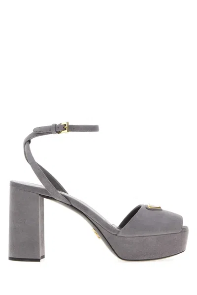 Prada Grey Suede Sandals