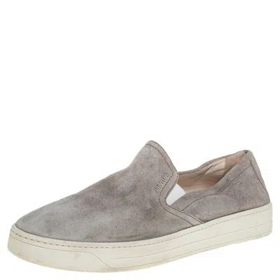 Pre-owned Prada Grey Suede Slip On Sneakers Size 38.5