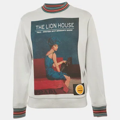 Pre-owned Prada Grey The Lion House Print Cotton Blend Sweatshirt Xs In Gray