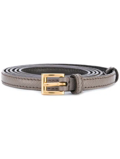 Prada Grey Thin Textured Belt In Gray