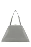 Prada Adjustable Leather Shoulder Bag With Tonal Handles In Grey