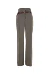 Prada Women Melange Cappuccino Tech Wool Pant In Gray