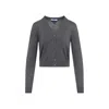 Prada V-neck Knitwear With Classic Silhouette And Refined Details In Grey