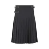Prada Grey Virgin Wool Midi Skirt In Black