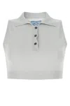 Prada Cropped Sleeveless Top In Gray