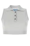 Prada Cropped Sleeveless Top In Gray