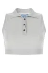 Prada Cropped Sleeveless Top In Gray