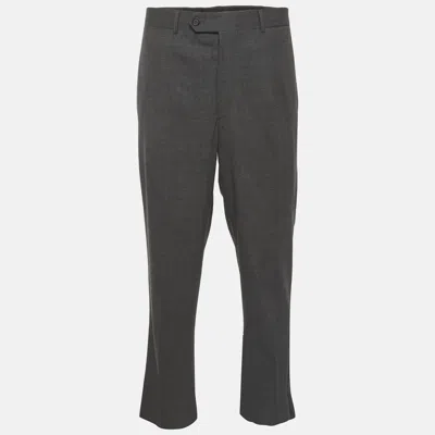 Pre-owned Prada Grey Wool Blend Straight Leg Trousers Xxl In Gray