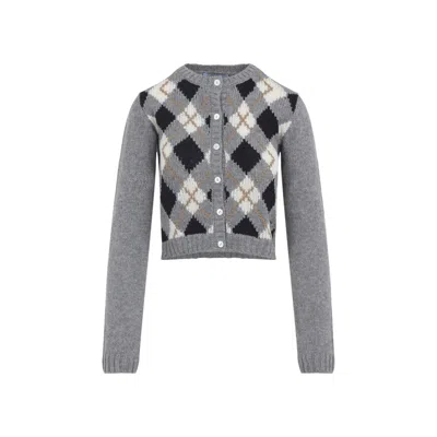 PRADA GREY WOOL CARDIGAN