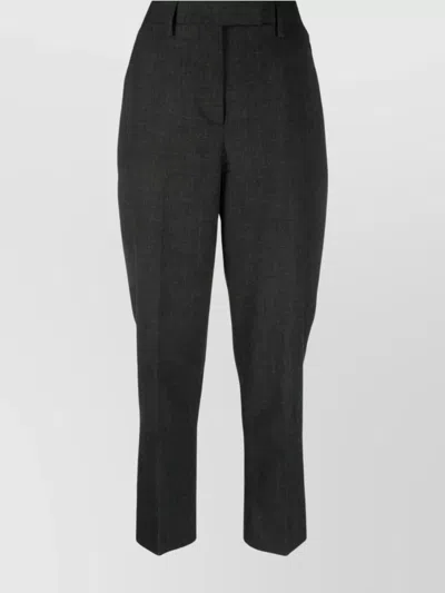 PRADA GREY WOOL CROPPED TROUSERS