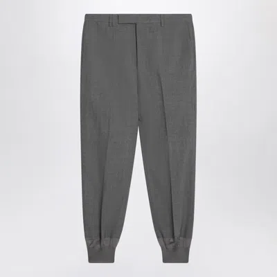 PRADA PRADA  GREY WOOL JOGGER TROUSERS