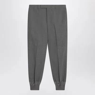 Prada Grey Wool Jogger Trousers Men In Gray