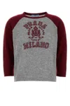 Prada Logo Intarsia Cashmere Sweater In Grey