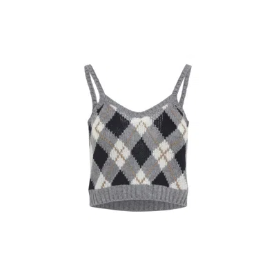 Prada Grey Wool Top In Gray