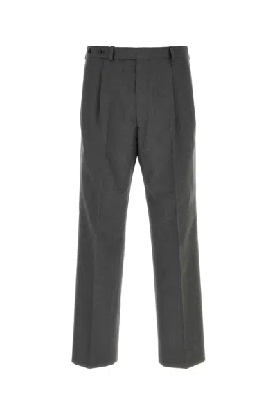 Prada Grey Wool-cotton Trousers In Gray