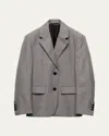 Prada Grisaglia Check Single-breasted Blazer Jacket In Gray