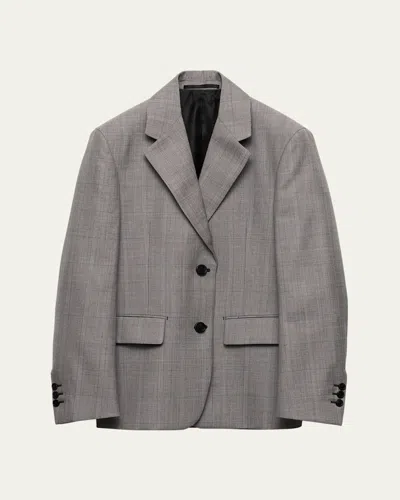 PRADA GRISAGLIA CHECK SINGLE-BREASTED BLAZER JACKET