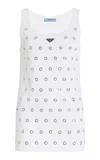 Prada Cut-outs And Studs Cotton Top In White