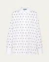 Prada Grommet Poplin Button Down Oversized Top In Bianco