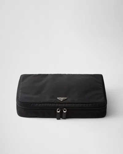 Prada Grosse Pouch Aus Re-nylon Mit Reissverschluss In Black
