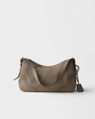 Prada Grosse  Aimée Schultertasche Aus Leder In Gray