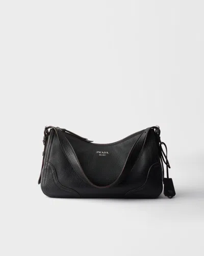 Prada Grosse  Aimée Schultertasche Aus Leder In Black