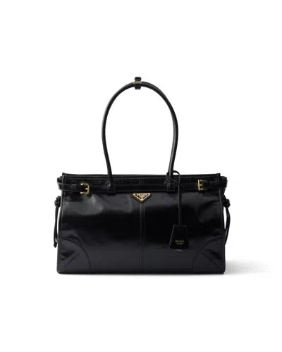 Prada Grosse  Bonnie Handtasche Aus Leder In Black