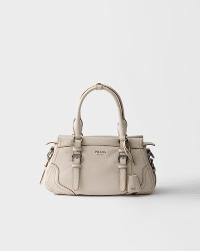 Prada Large Leather Tote Bag In Neutral