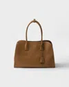 Prada Large Leather Tote Bag In Brown