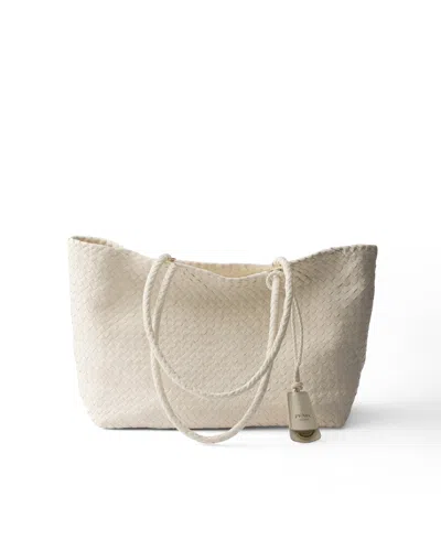 Prada Grosse Tote Bag Aus Leder In White