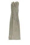 Prada Guanti Lunghi In Pelle Scamosciata Grigio Chiaro Donna