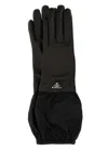 Prada Wrist Elasticated Leather Palm Gloves In Nero1