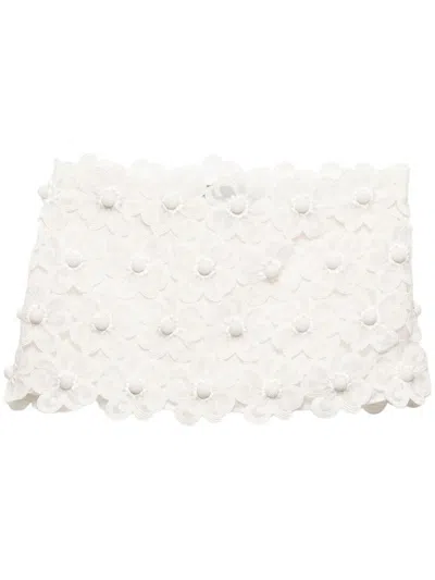 Prada Floral Guipure Lace Miniskirt In White