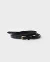 Prada Womens Black Square-buckle Leather Belt
