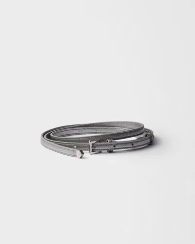 Prada Gürtel Aus Nappa-leder In Gray