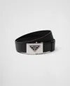 Prada Saffiano Leather Belt In Schwarz