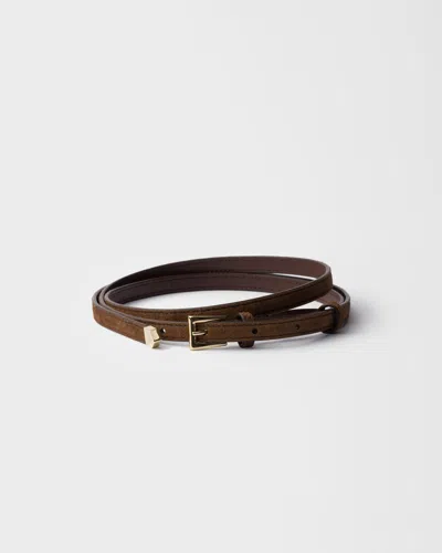 Prada Gürtel Aus Wildleder In Brown