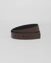 Prada Men's Reversible Saffiano Leather Belt Strap In Coffee