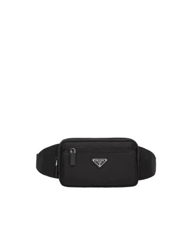Prada Re-nylon And Saffiano Leather Belt Bags In Black