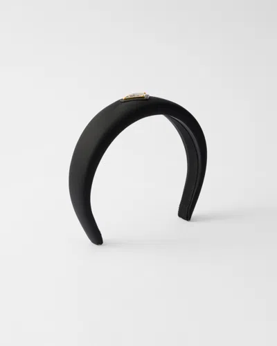 Prada Womens Black Triangle-logo Velvet Headband