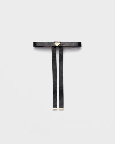 Prada Haarspange Aus Leder In Black