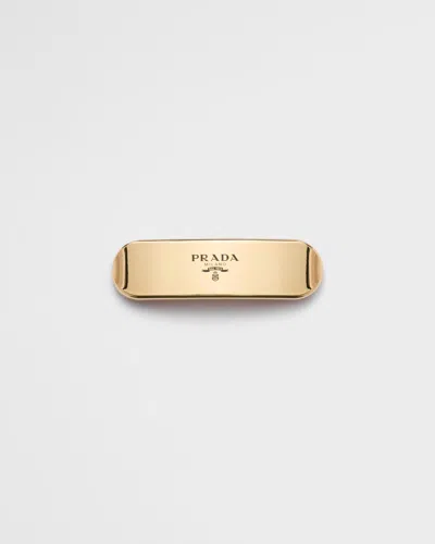 Prada Haarspange Aus Metall In Brown