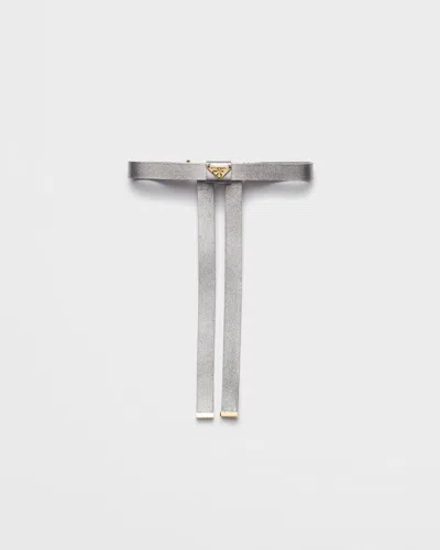 Prada Haarspange Aus Nappa-leder In Silver