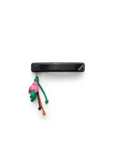 Prada Haarspange Aus Plexiglas Und Metall In Black