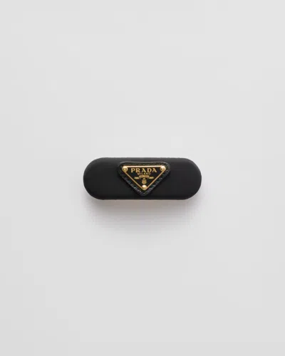 Prada Womens Black Triangle-logo Plexiglass Hair Clip